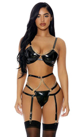 Black Lets Link Lingerie Set Areous